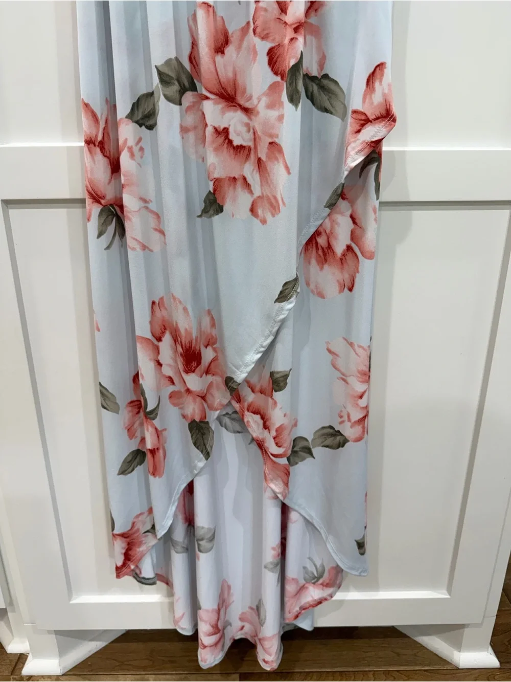 Saved by the dress - Floral Wrap Maxi Dress - Light Blue with Pink Blooms